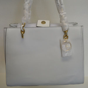 NWT Michael Kors Sofia Optic White Large Tota Leat